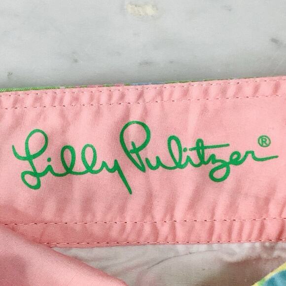 LILLY PULITZER Callahan Shorts 00 Pink Green 5" Chino Preppy Beach Tropical EUC - Picture 3 of 11